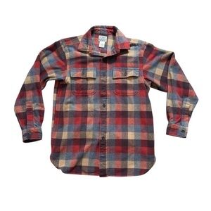L.L. BEAN Men’s Small Thick Soft Chamois Flannel Shirt Plaid Button Up / Red
